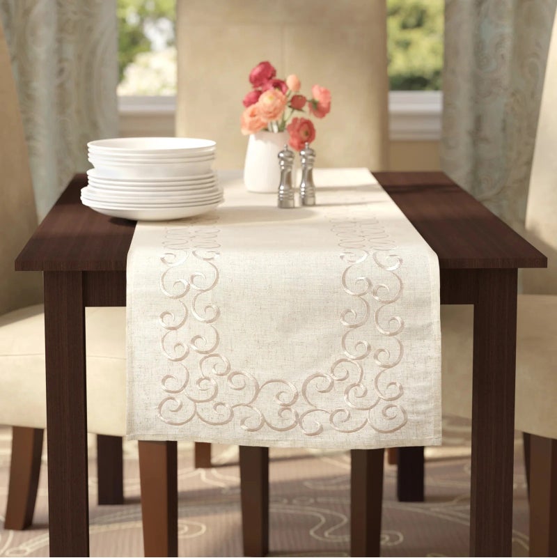 Bluejw Good Quality Rectangle Table Runner Elegant Linen Table Runner with Embroidery Table Runner for Dining Table - Image 3